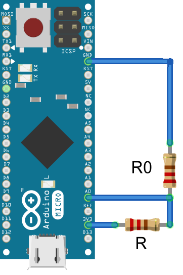 Pt100 Resistance to temperature sensor in voltage divider circuit for Arduino measure analog measure temperature