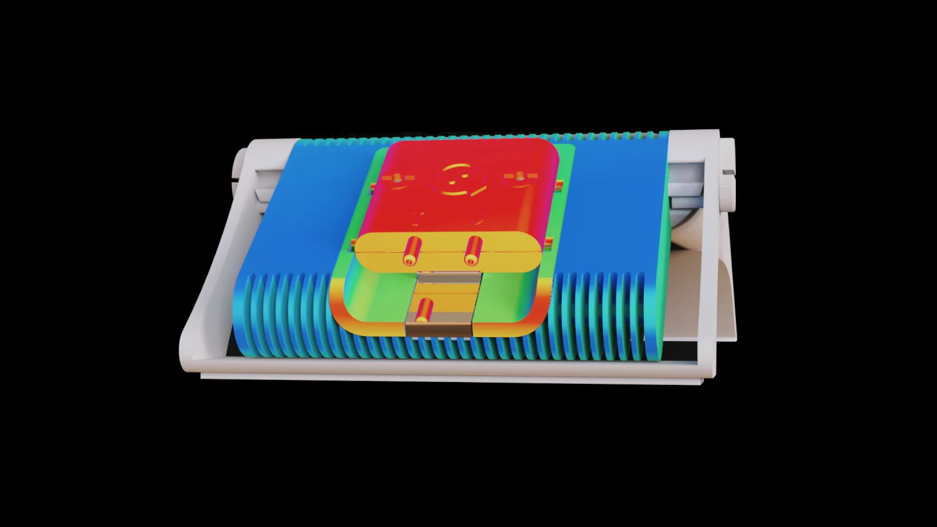 Thermal map of the openQCM NEXT heat sink showing heat dissipation across the sensor module