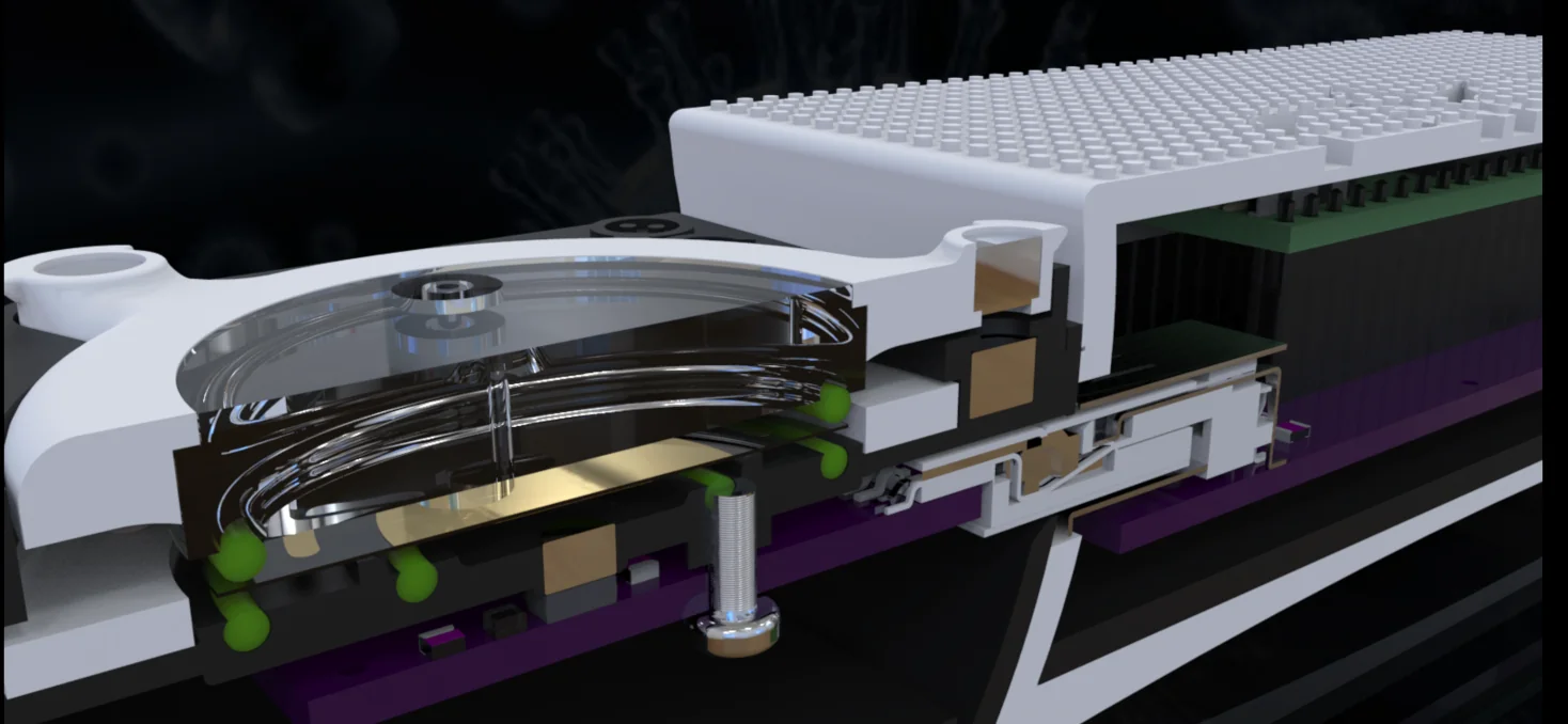 Section view of the openQCM Q-1 Quartz Crystal Microbalance