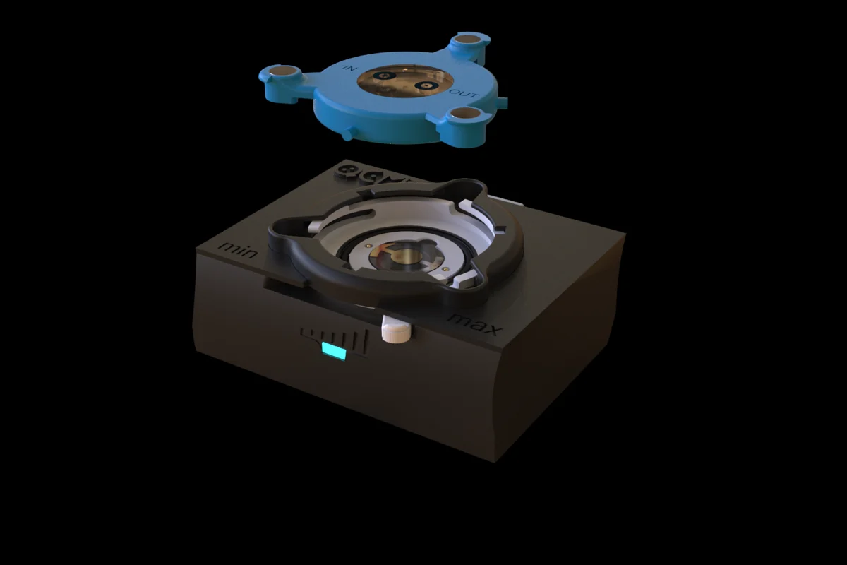 The Wi2 sensor module with the lever and the fluidic cover