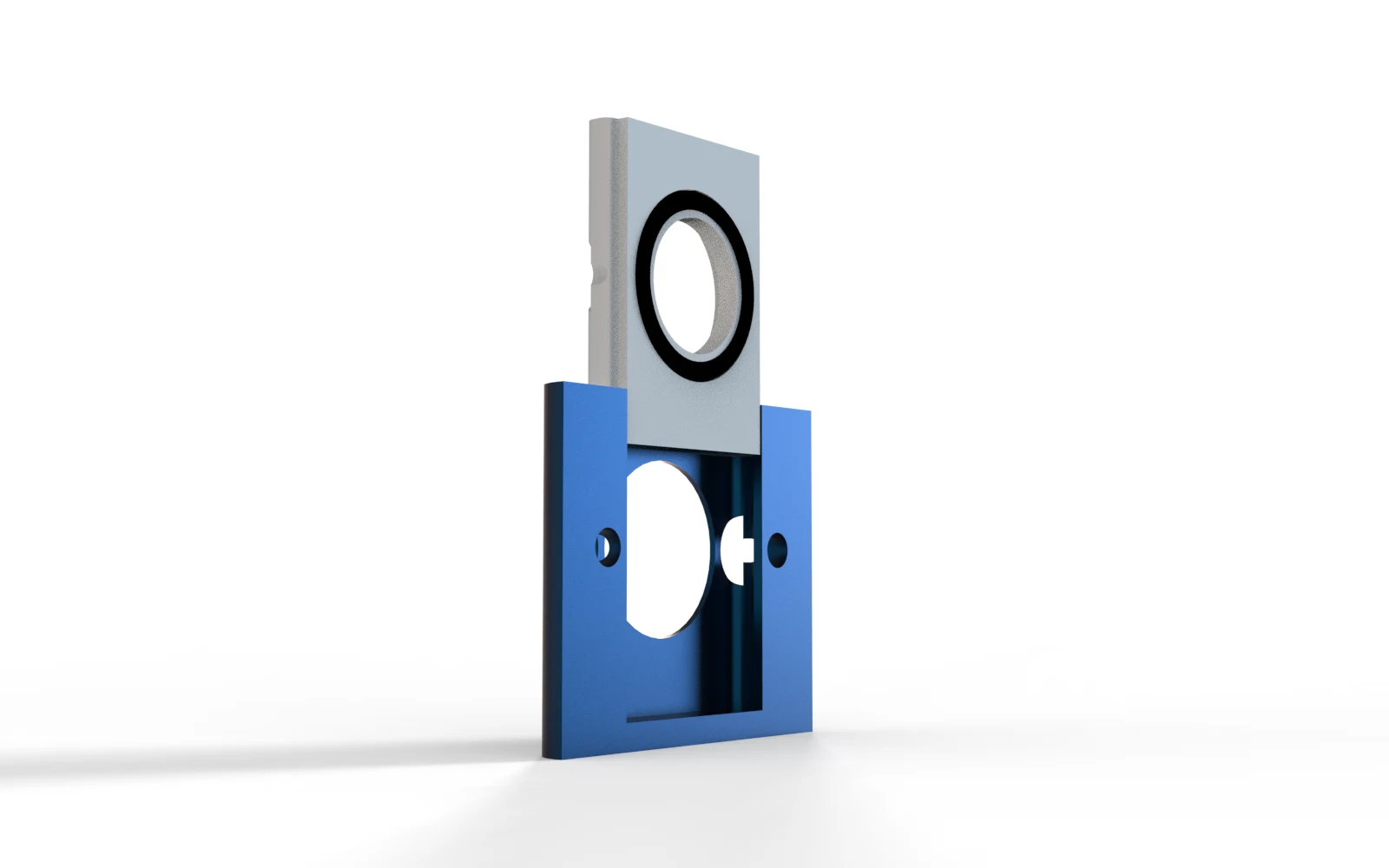 The lid of the openQCM NEXT pipetting module sliding into the shell, with its O-ring