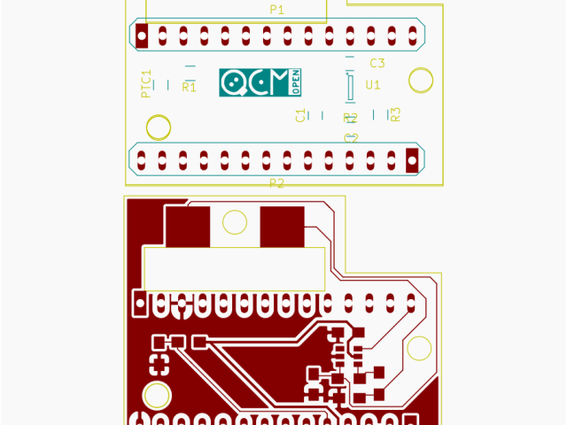 openQCM electronic version 1.2 PCB designed using the open source KiCAD EDA software