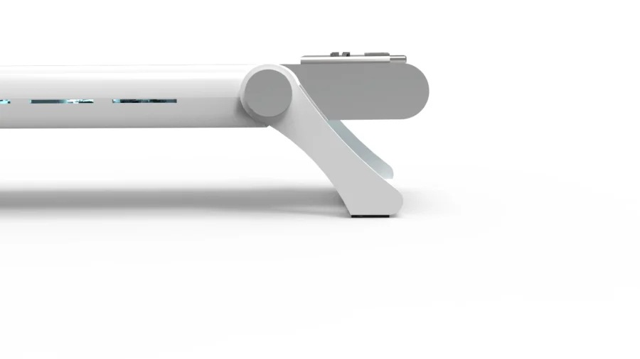In profile, with the heat sink tilted