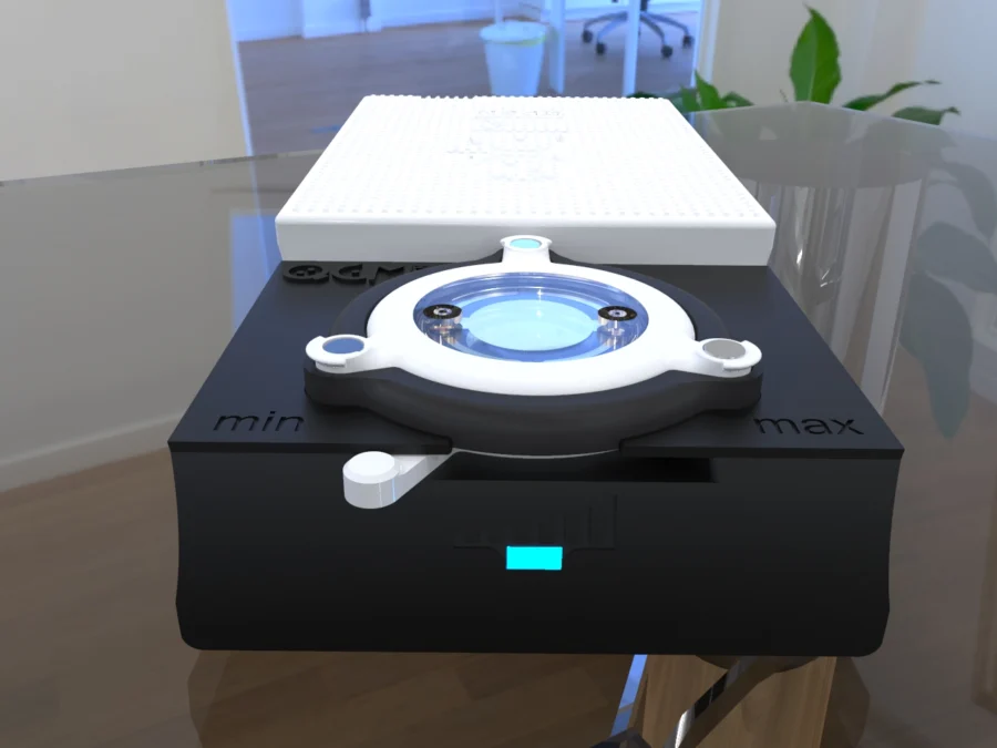 openQCM Q-1: the sensor module in front of the main unit
